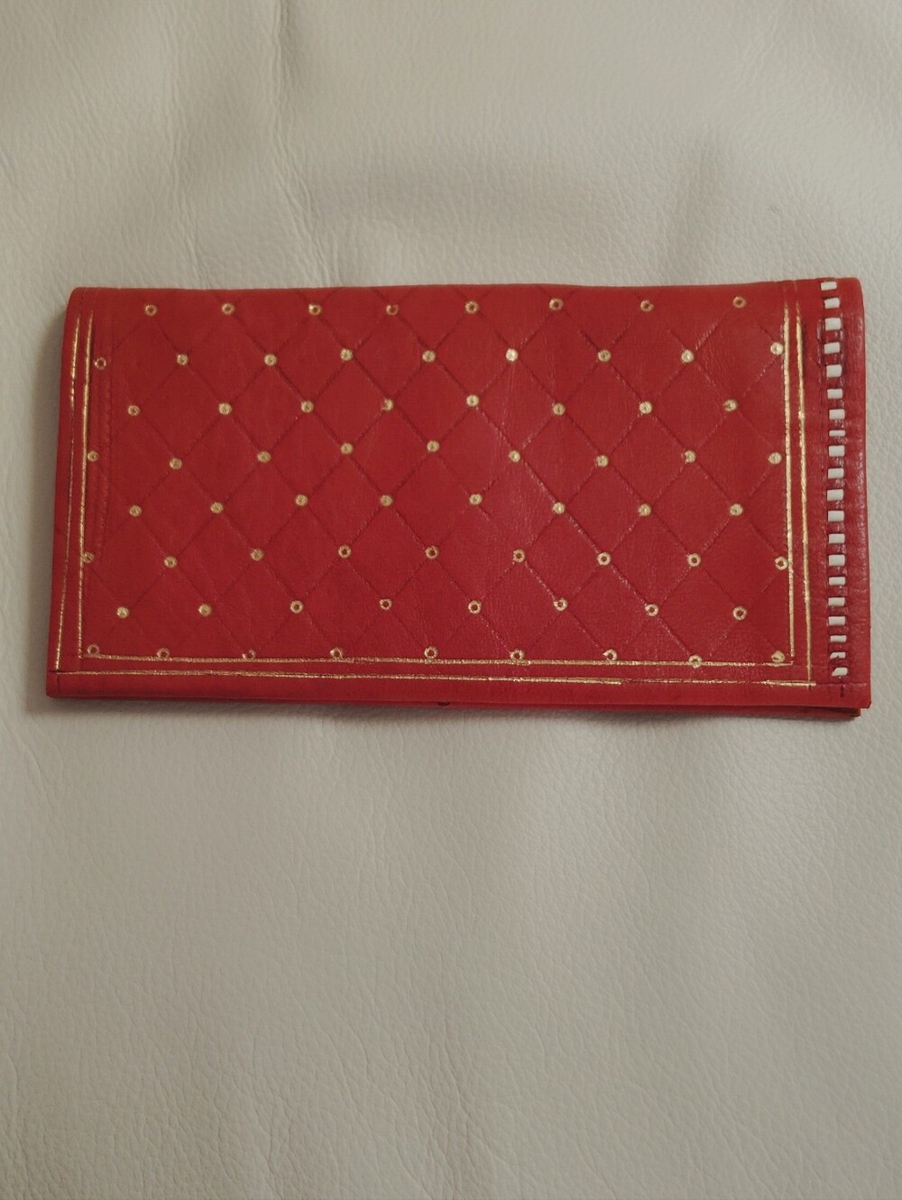 Vintage Artisan Moroccan Leather Wallet w/22 Carat Gold Stampwork